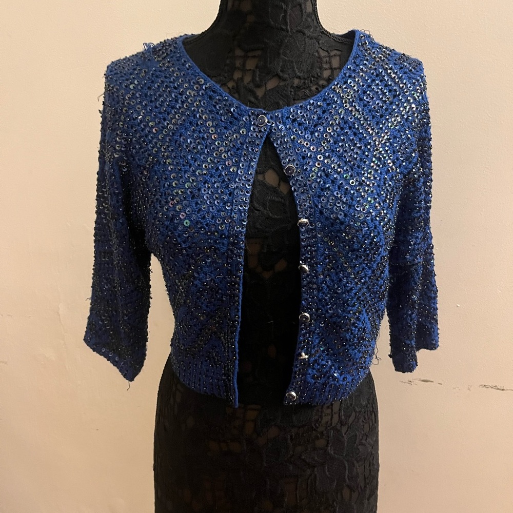 Free people blue sequin cardigan